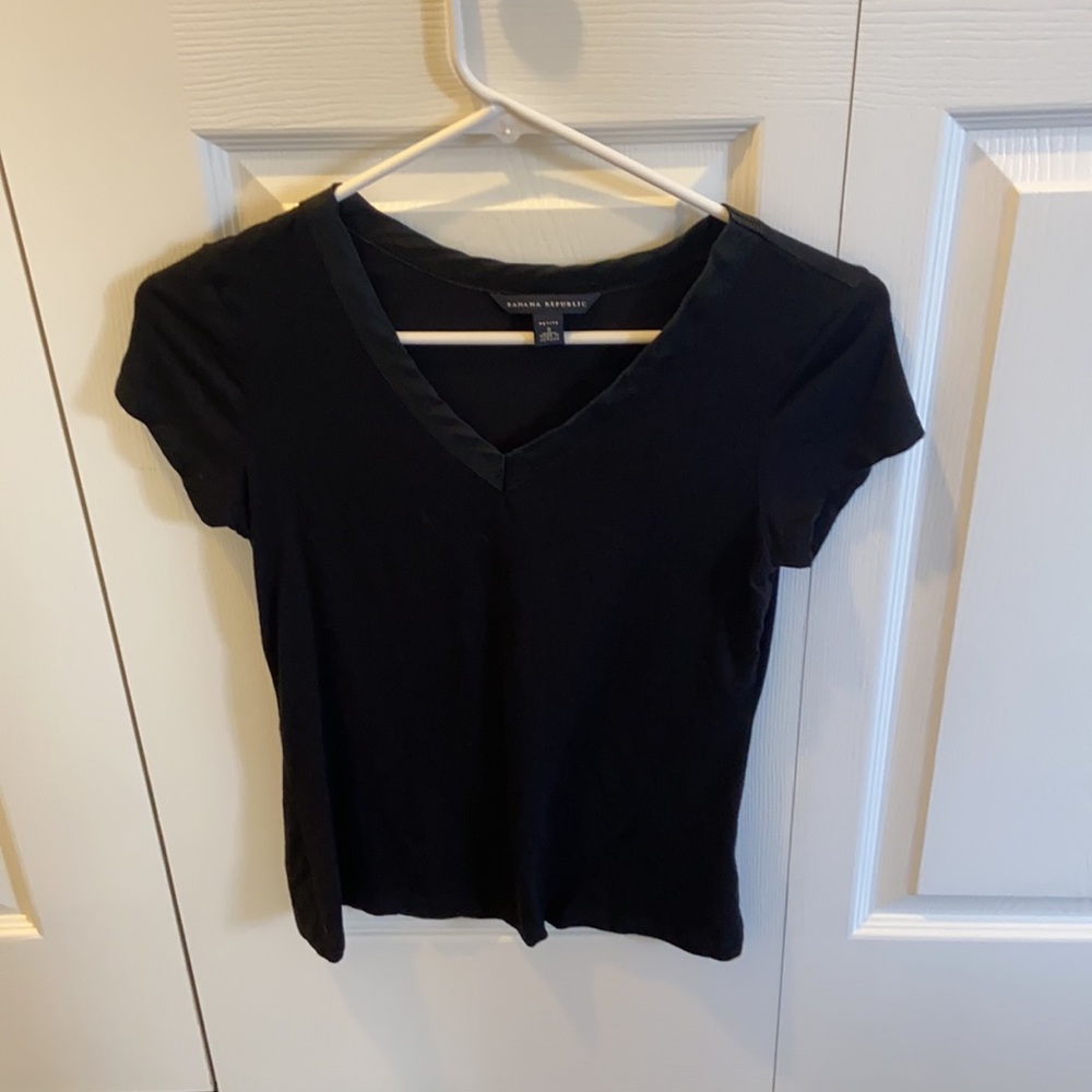 Banana Republic Petite Women’s Black Short-Sleeve Top S